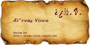 Árvay Vince névjegykártya