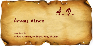 Árvay Vince névjegykártya